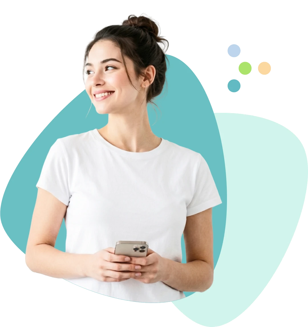Smiling woman holding a phone